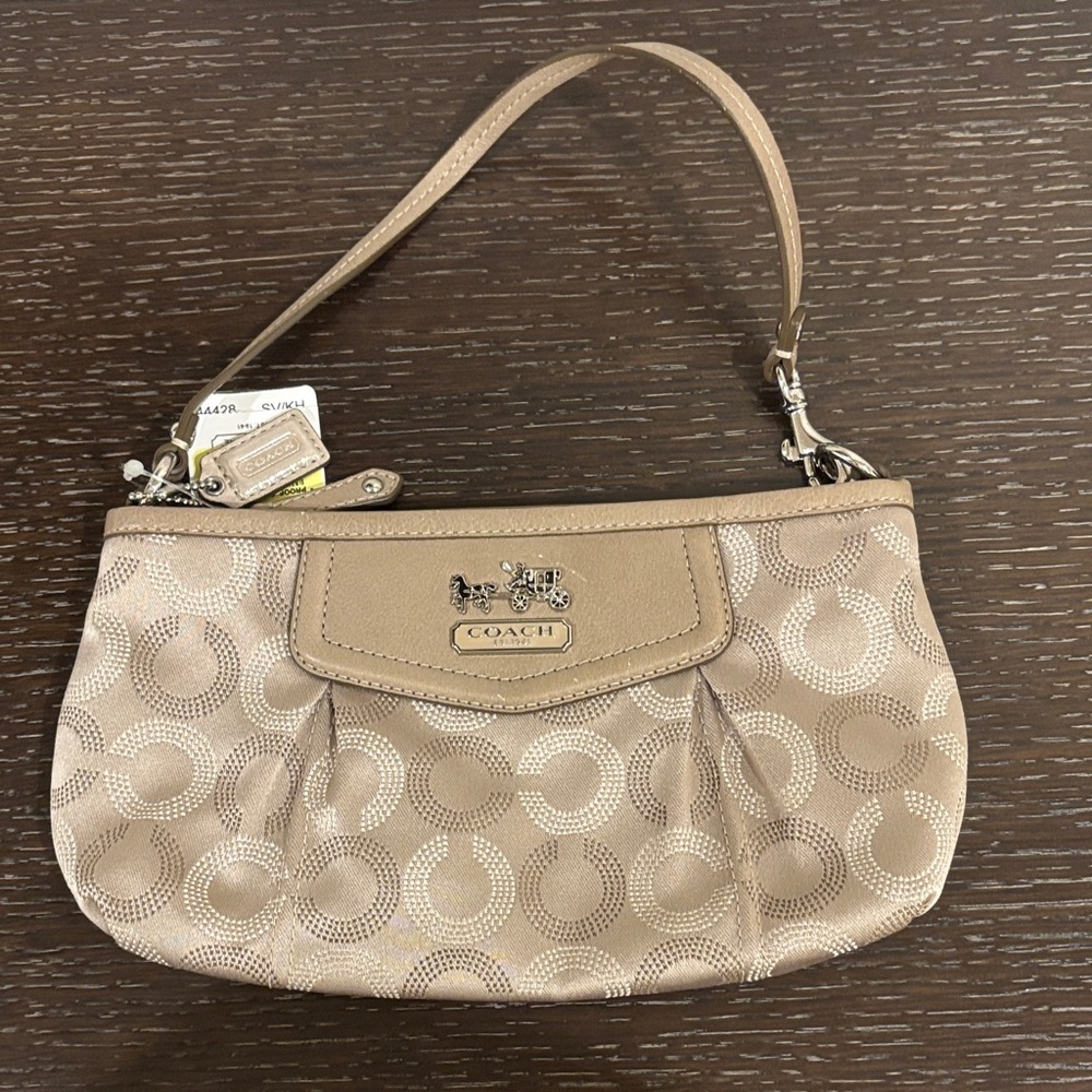 Coach Beige Patterned Wristlet